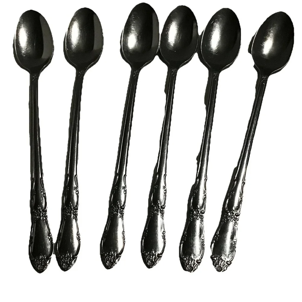 Oneida Mansfield‎ Lot Of 6 Iced Tea Spoons Wm A Rogers Stainless Flatware